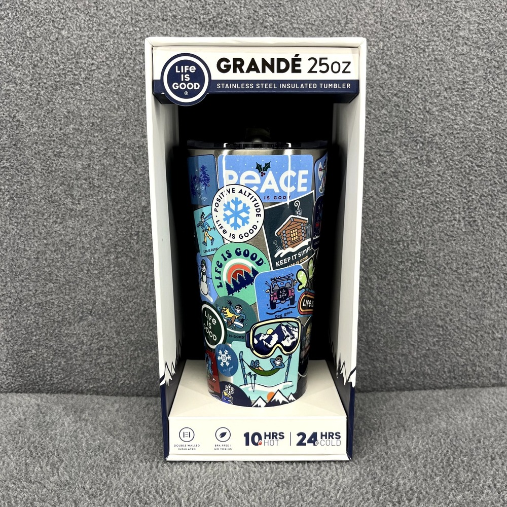 Tervis Life Is Good 25 oz Stainless Steel Tumbler Stickers All Over peace